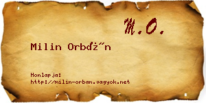 Milin Orbán névjegykártya